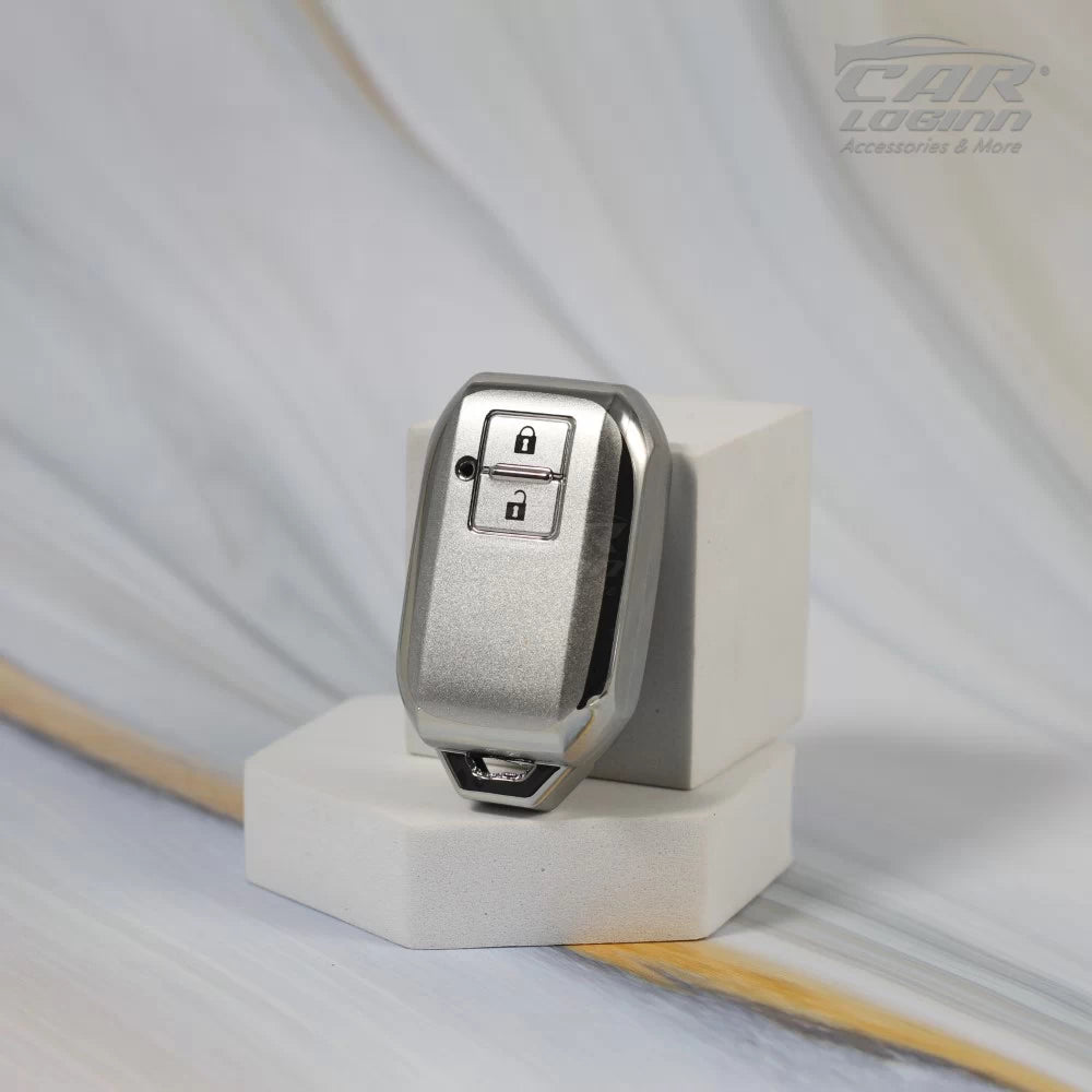 SILVER TPU Car Key Cover Fit for Maruti Suzuki 2 Button Smart Key