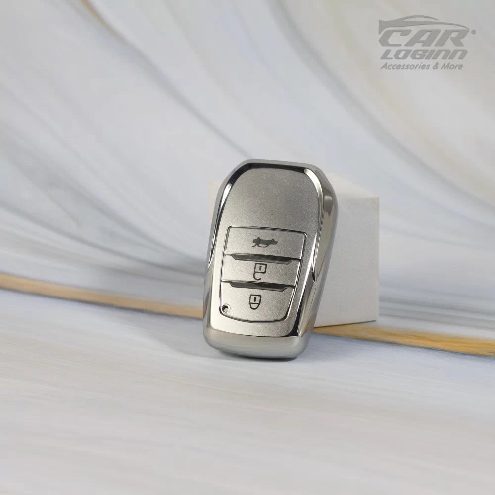 SILVER TPU Car Key Cover Fit for Toyota 3 Button Smart Key