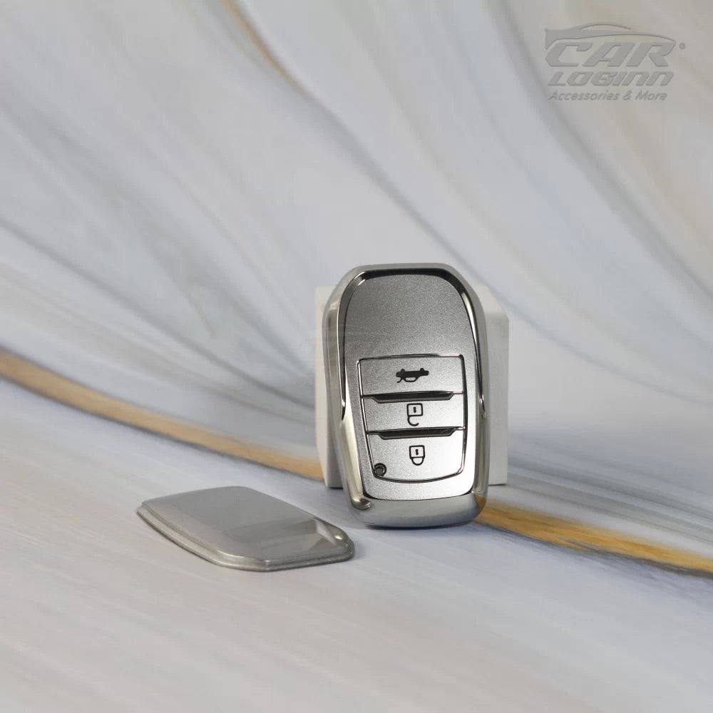 SILVER TPU Car Key Cover Fit for Toyota 3 Button Smart Key