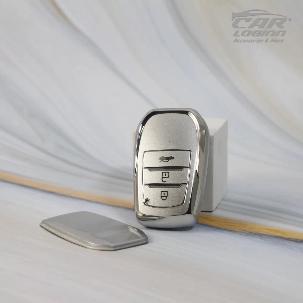 SILVER TPU Car Key Cover Fit for Toyota 3 Button Smart Key