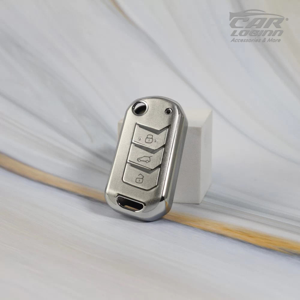 SIVER TPU Car Key Cover Fit for Mahindra 3 Button Flip/Smart Key