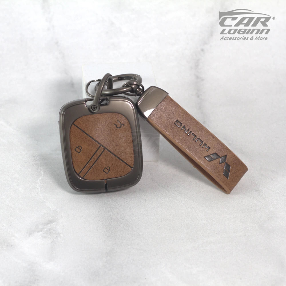 Metal Leather Car Key Case for MG COMET EV Electric 3 Button Smart Key