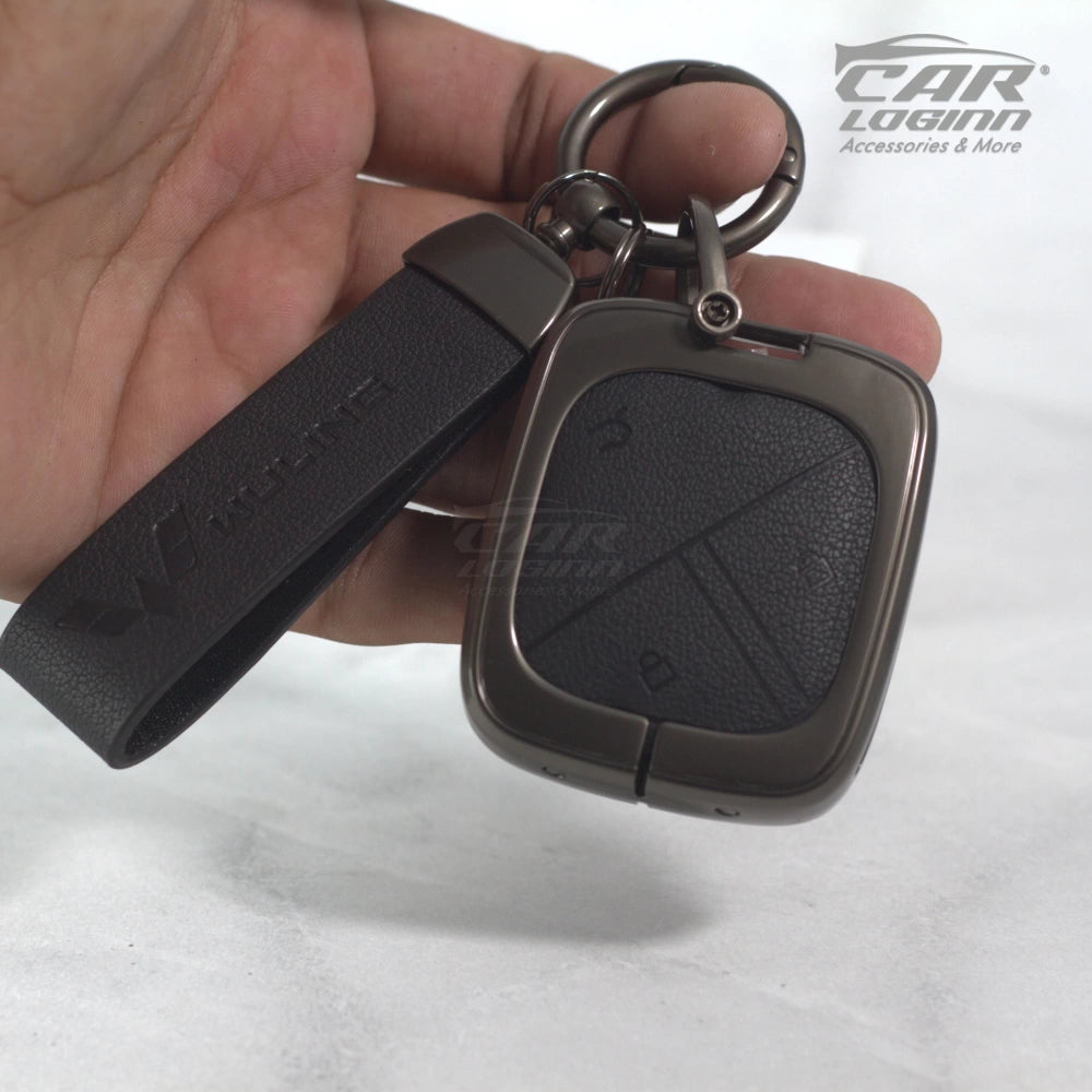 Metal Leather Car Key Case for MG COMET EV Electric 3 Button Smart Key