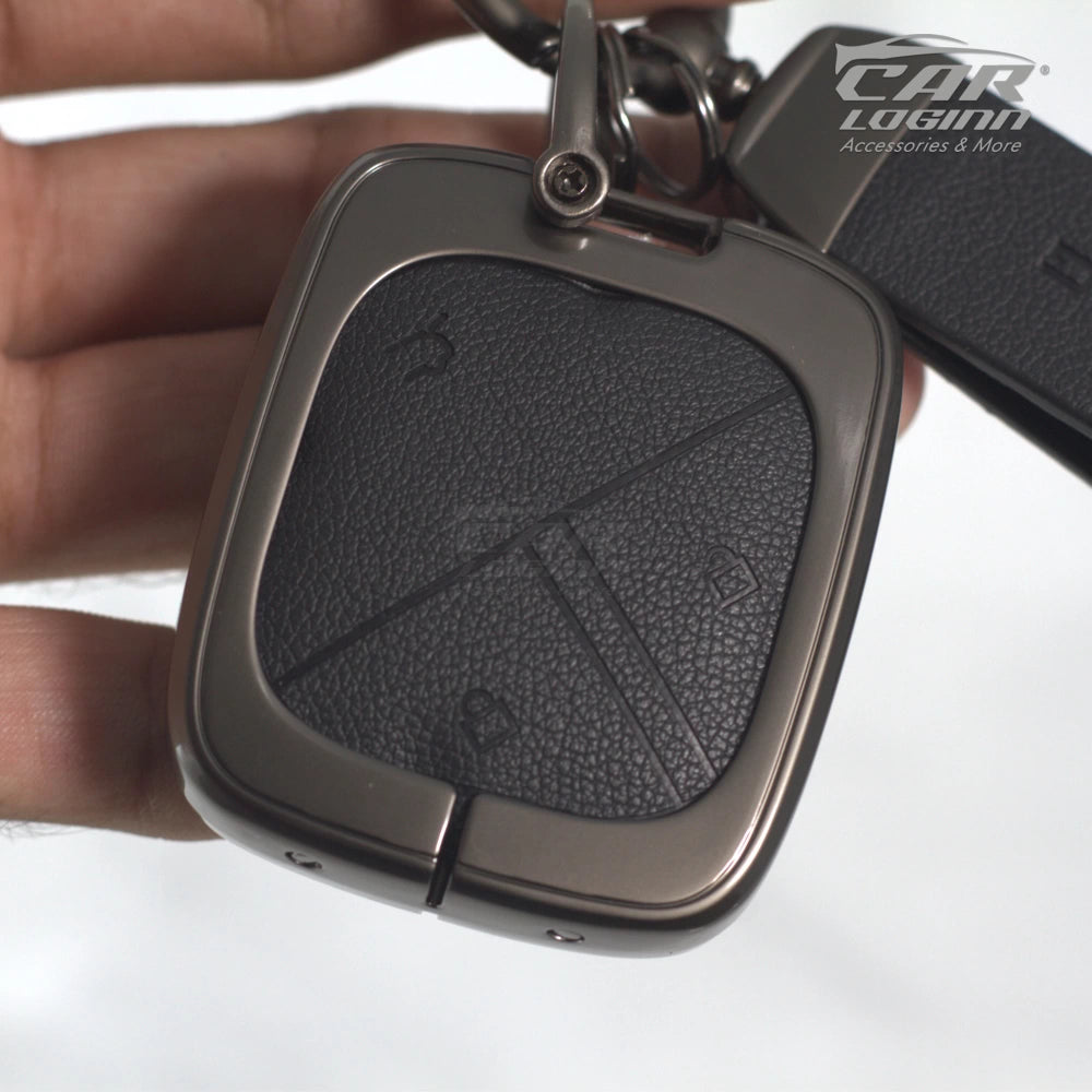 Metal Leather Car Key Case for MG COMET EV Electric 3 Button Smart Key