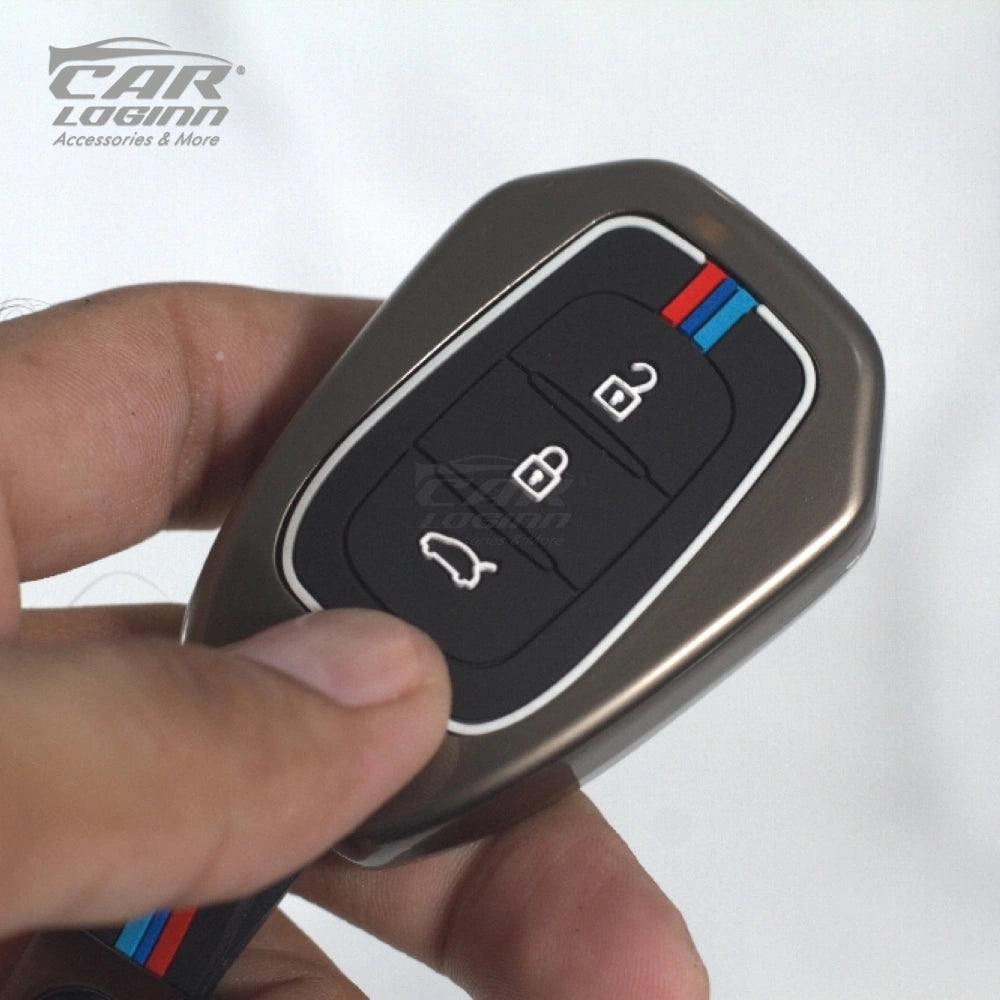 Metal Silicon Car Key Case for Renault KWID | Kiger | Duster | Datsun REDI-GO Plus - 3 Button