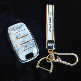 MARBLE TPU Car Key Cover Fit for KIA Carens | Carnival | Seltos | Sonet 4 Button Smart Key