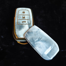 MARBLE TPU Car Key Cover Fit for Toyota Fortuner | Fortuner Legender | Innova Hycross | Innova Crysta Smart Key (3 Button)