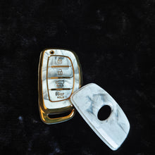 Load image into Gallery viewer, MARBLE TPU Car Key Cover Fit for Hyundai Tucson | New i20 | New Creta SX | New Venue SX | Elantra 4 Button Smart Key