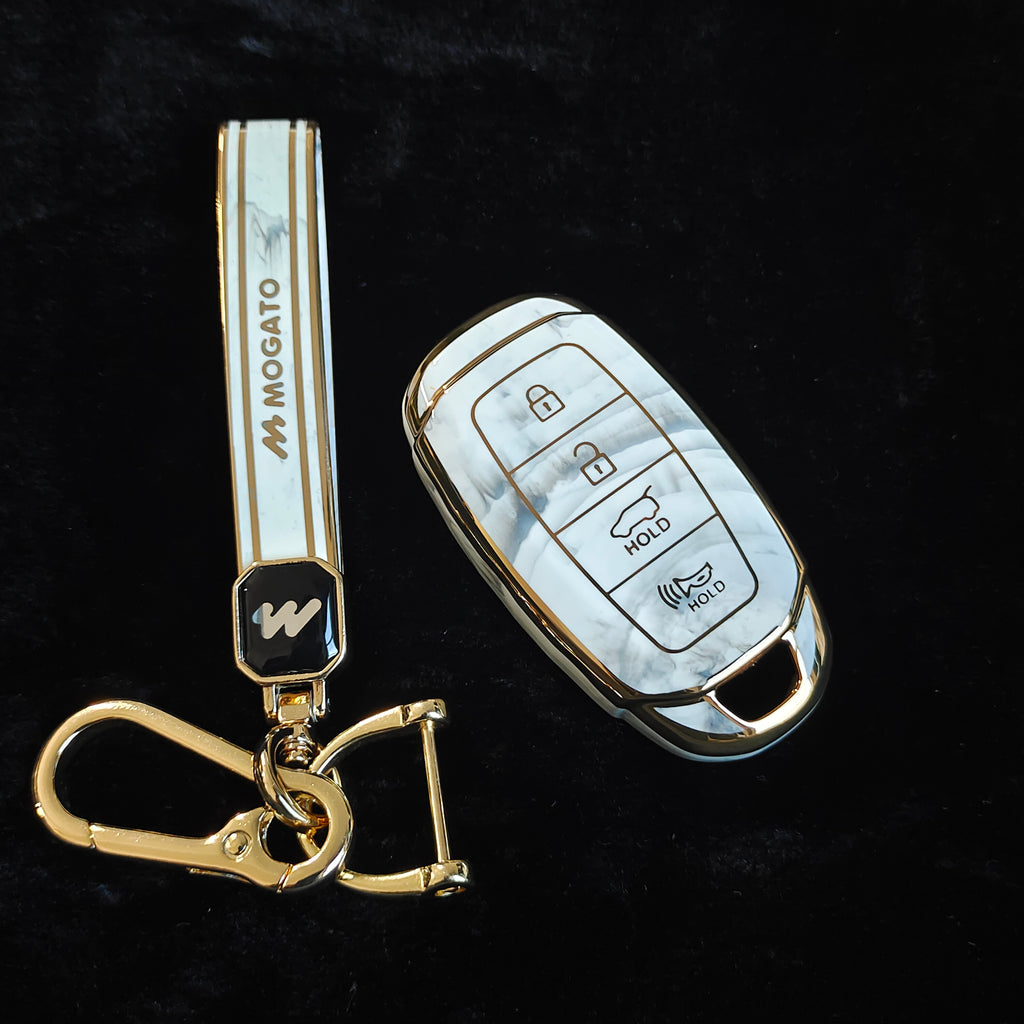 MARBLE TPU Car Key Cover Fit for Hyundai New Verna 2022 | Verna-2020 4 Button Smart Key