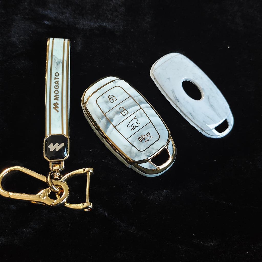 MARBLE TPU Car Key Cover Fit for Hyundai New Verna 2022 | Verna-2020 4 Button Smart Key