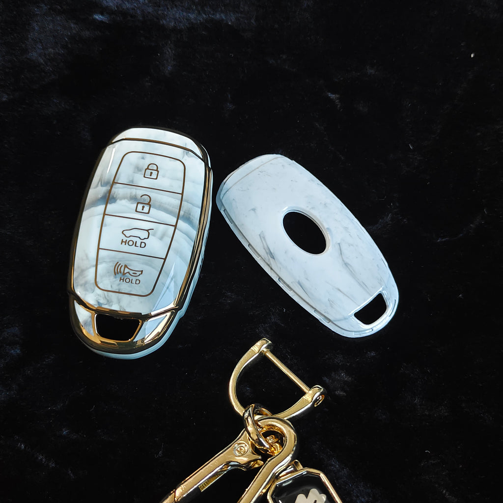 MARBLE TPU Car Key Cover Fit for Hyundai New Verna 2022 | Verna-2020 4 Button Smart Key