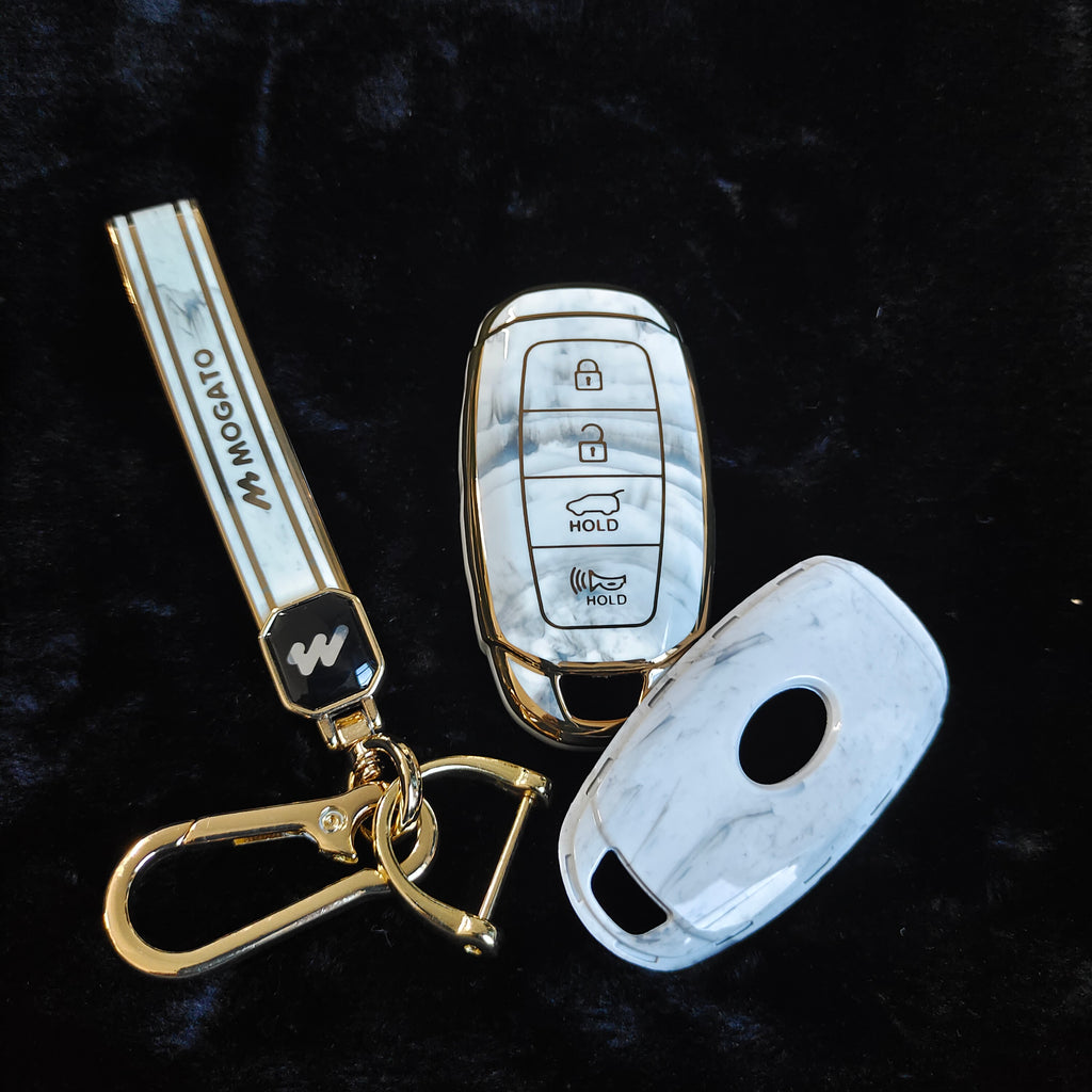 MARBLE TPU Car Key Cover Fit for Hyundai New Verna 2022 | Verna-2020 4 Button Smart Key