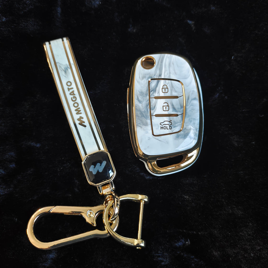 MARBLE TPU Car Key Cover Fit for Hyundai Venue | Exter | Creta | Aura | i10 Grand Nios | Xcent | i20 Flip Key