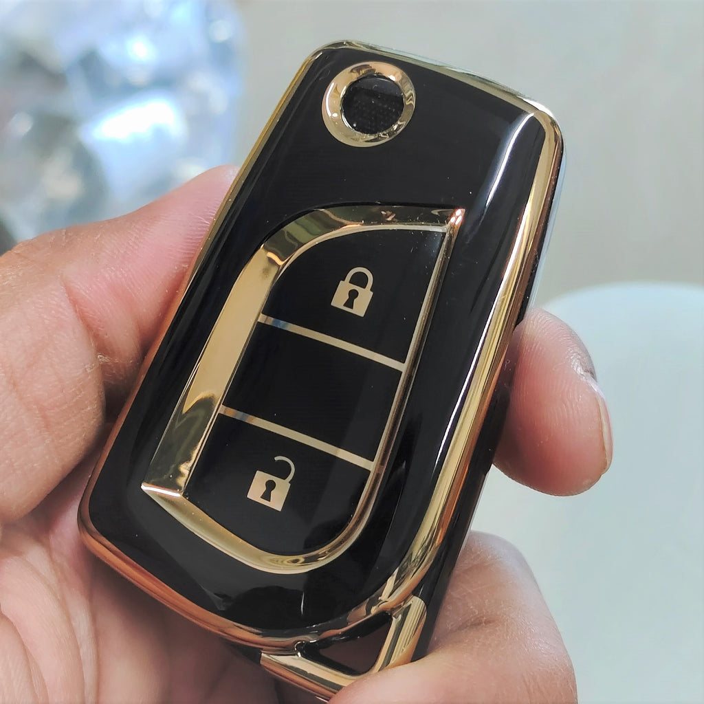 TPU Car Key Cover Fit for Toyota Innova Crysta | Corolla Altis Flip Key (2 Button Flip Key)