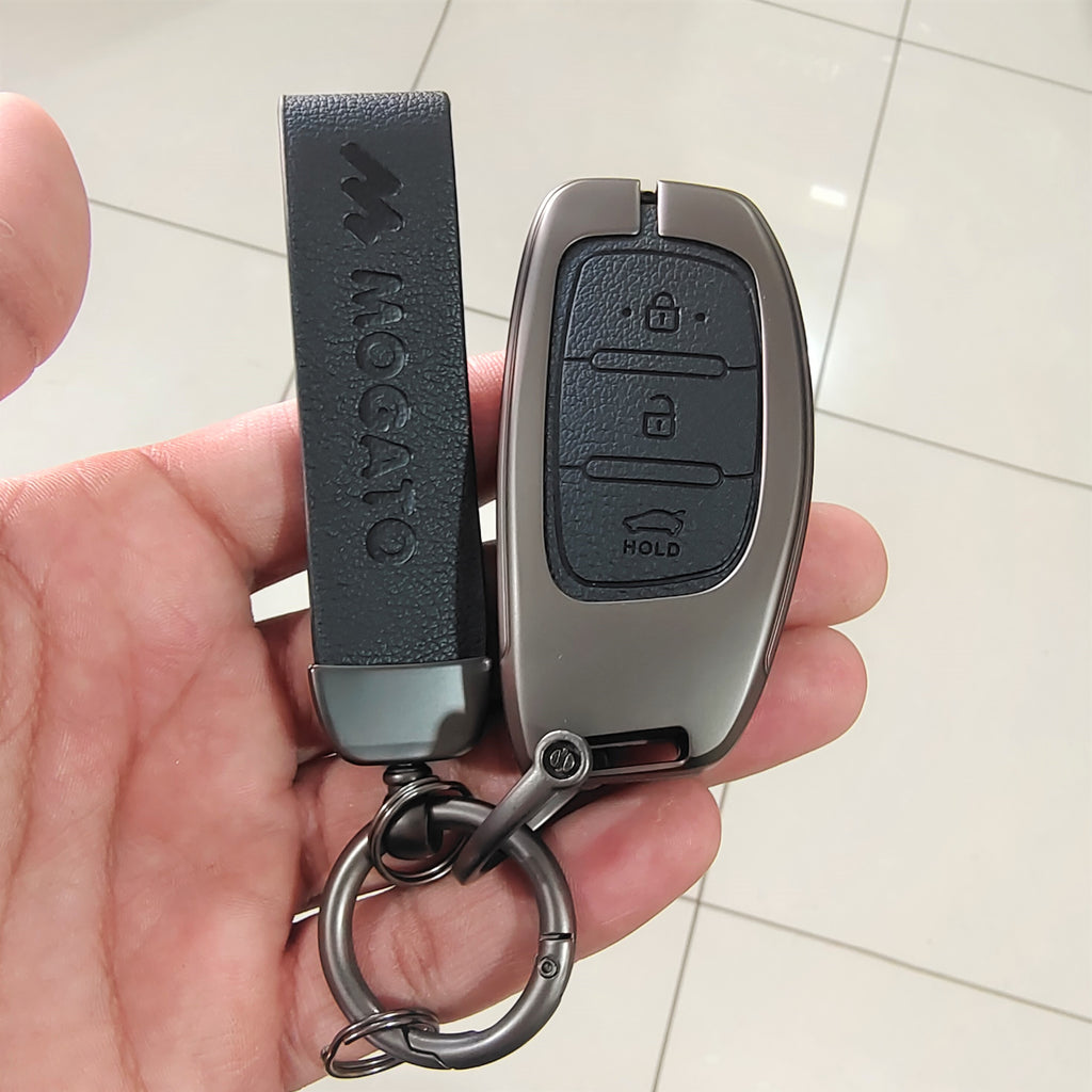 Metal Alloy Leather Keycase for Hyundai 3 ButtonSmart Key