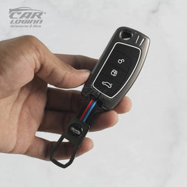 Metal Silicon Alloy Car Key Case for Ford Fiesta | Figo | Eco-Sport | Aspire | Freestyle Flip Key only. (3 Button Flip Key)