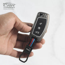 Load image into Gallery viewer, Metal Silicon Car Key Case for Ford Fiesta | Figo Aspire | EcoSport | Freestyle (3 Button Flip Key