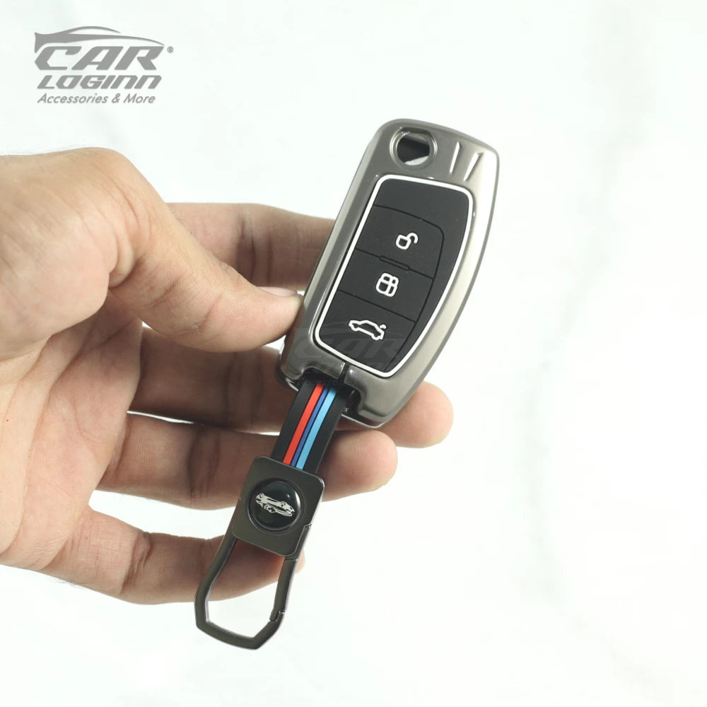 Metal Silicon Alloy Car Key Case for Ford 3 Button Flip Key