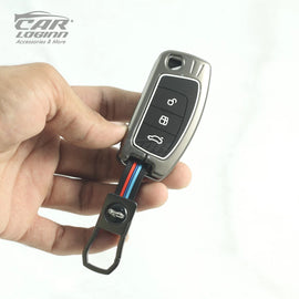 Metal Silicon Alloy Car Key Case for Ford Fiesta | Figo | Eco-Sport | Aspire | Freestyle Flip Key only. (3 Button Flip Key)