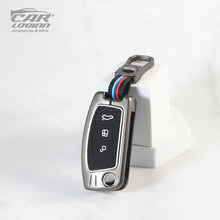 Load image into Gallery viewer, Metal Silicon Car Key Case for Ford Fiesta | Figo Aspire | EcoSport | Freestyle (3 Button Flip Key