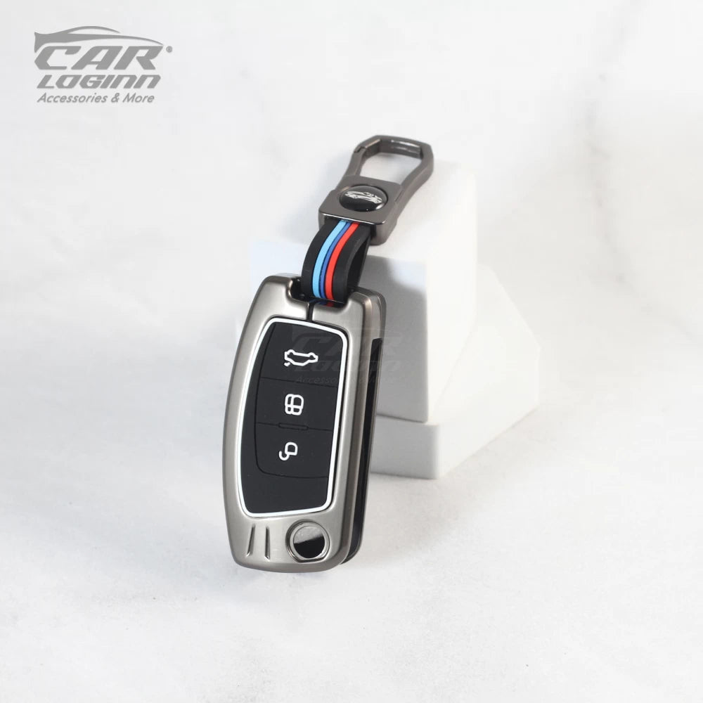 Metal Silicon Alloy Car Key Case for Ford 3 Button Flip Key