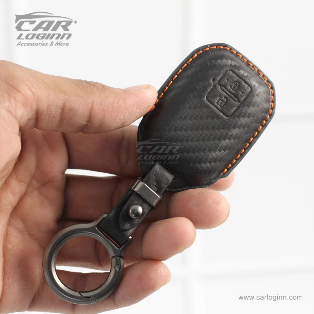 Carloginn PU-3D Leather Key Case for Maruti Suzuki 2 Button Smart Key