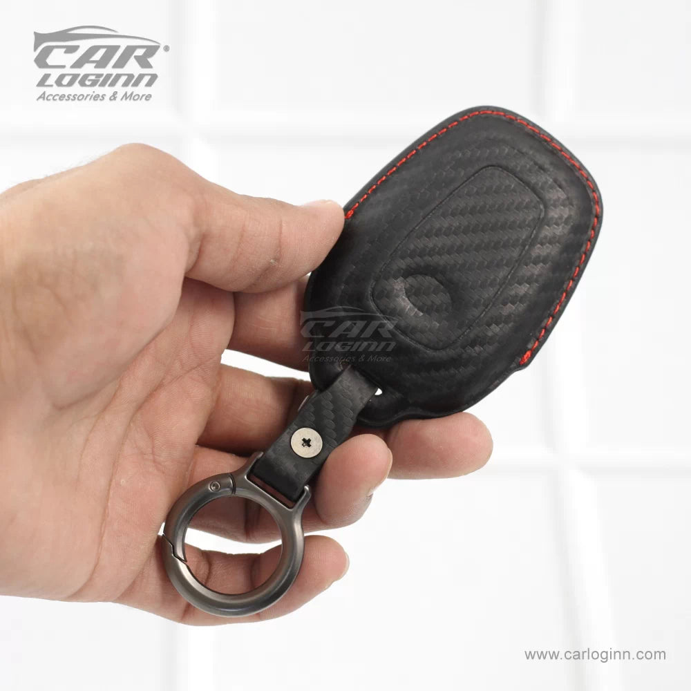 Carloginn PU-3D Leather Key Case for TATA 4 Button Smart Key