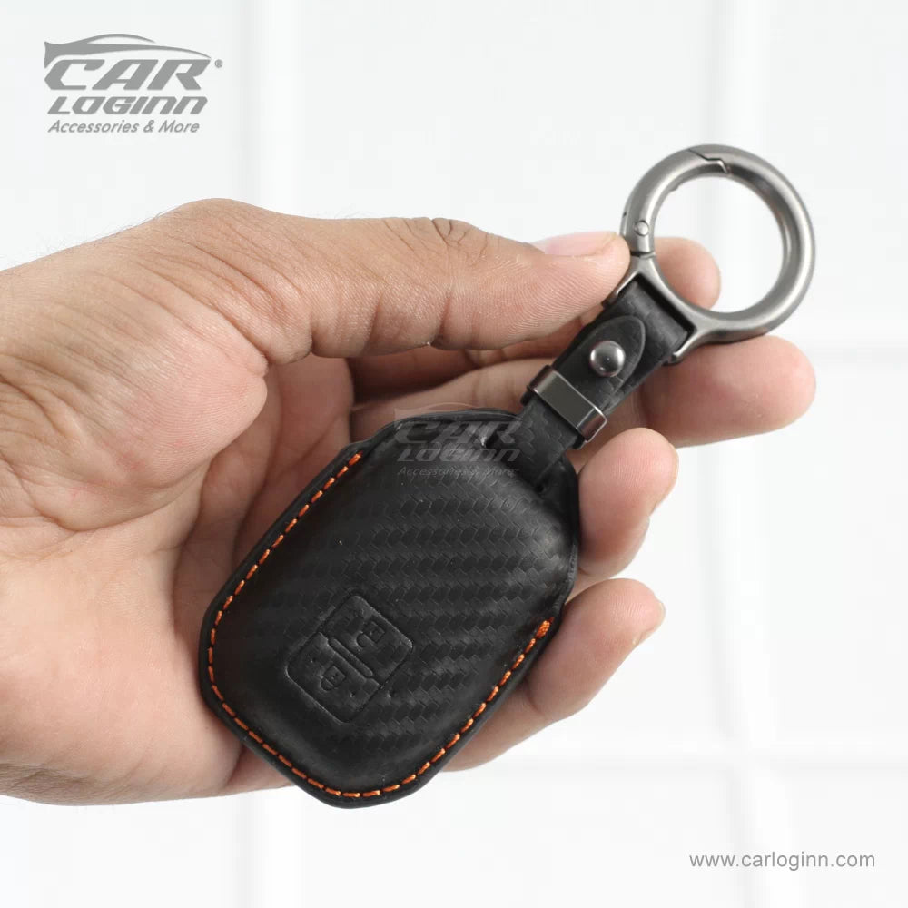 Carloginn PU-3D Leather Key Case for Maruti Suzuki 2 Button Smart Key