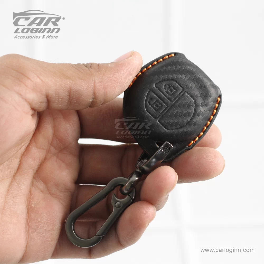 Carloginn PU-3D Leather Key Case for Maruti Suzuki 2 Button Key