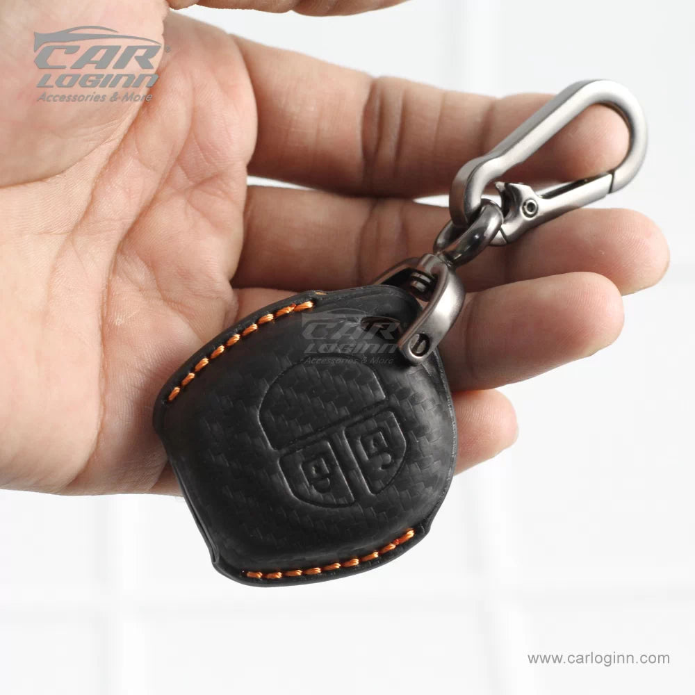 Carloginn PU-3D Leather Key Case for Maruti Suzuki 2 Button Key