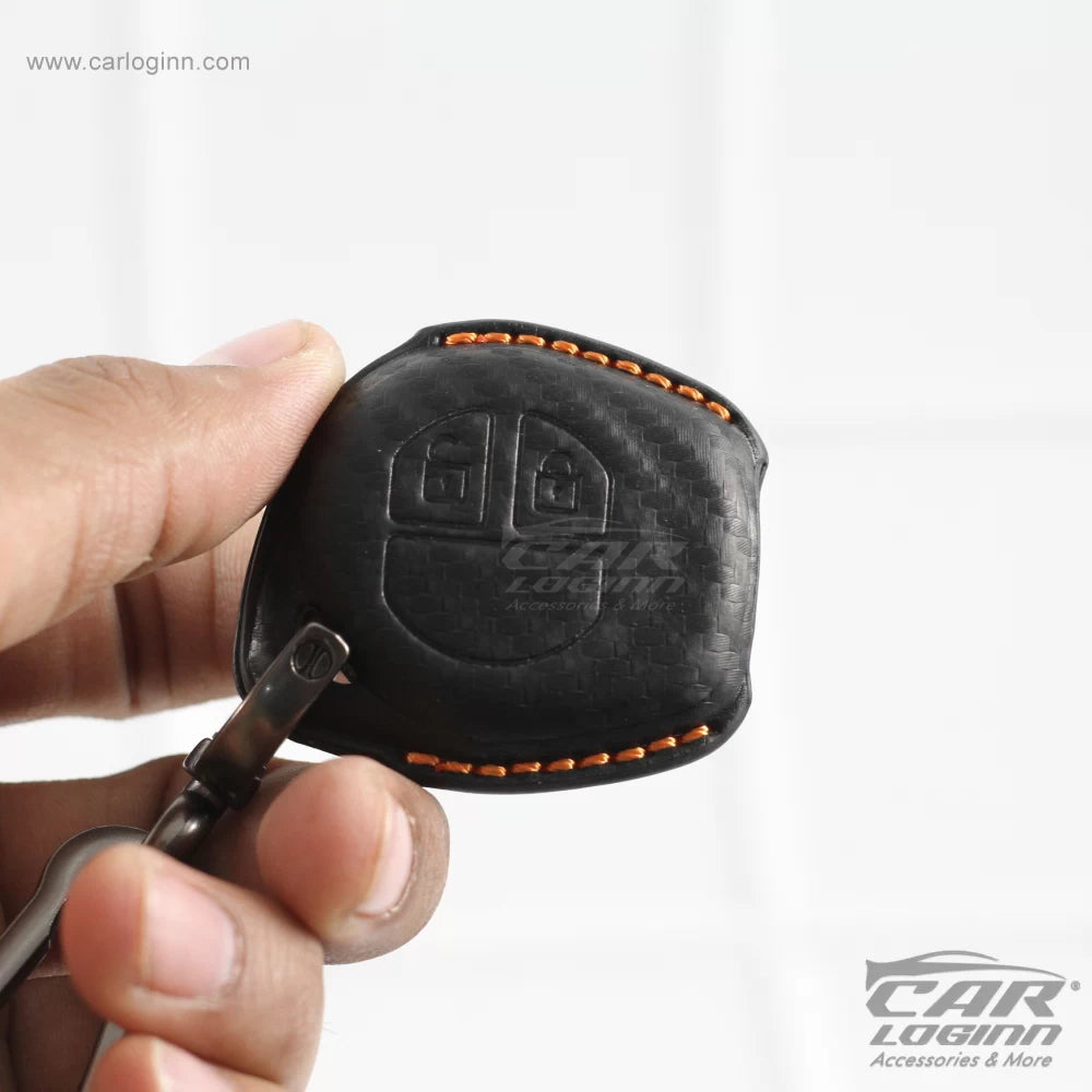 Carloginn PU-3D Leather Key Case for Maruti Suzuki 2 Button Key