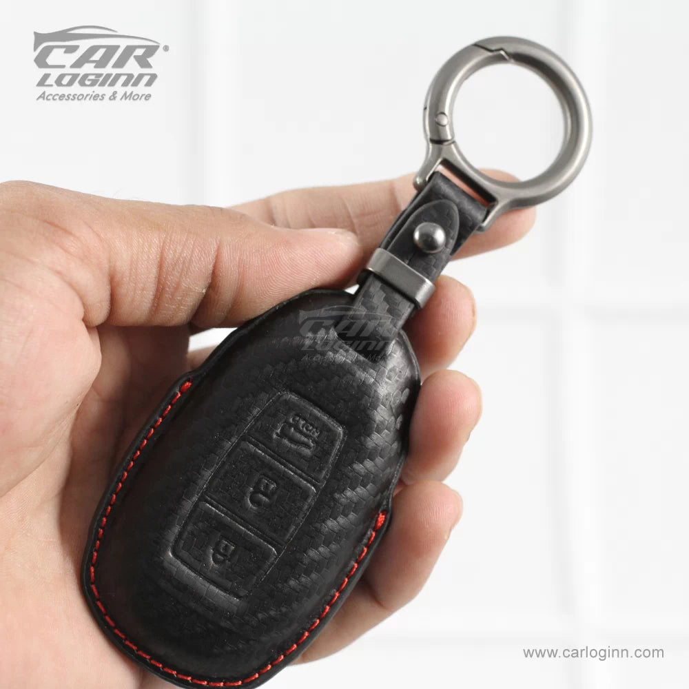 Carloginn PU-3D Leather Key Casefor Hyundai 3 Button Smart Key (PUSH START)