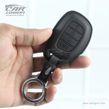 Load image into Gallery viewer, Carloginn PU-3D Leather Key Case for New Hyundai 4 Button Smart Key (PUSH START)