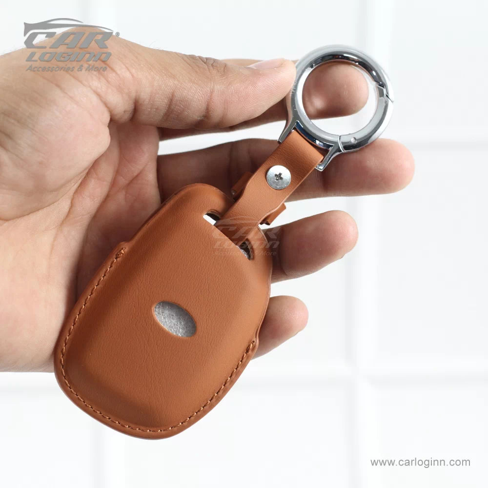 Carloginn PU-3D Leather Key Case for Hyundai 3 Button Smart Key (PUSH START)