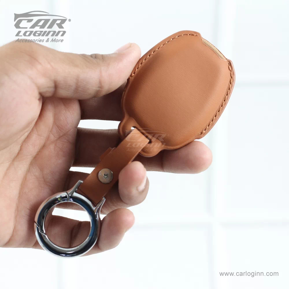 Carloginn PU-3D Leather Key Case for Renault Duster | Nissan Terrano 2 Button Key