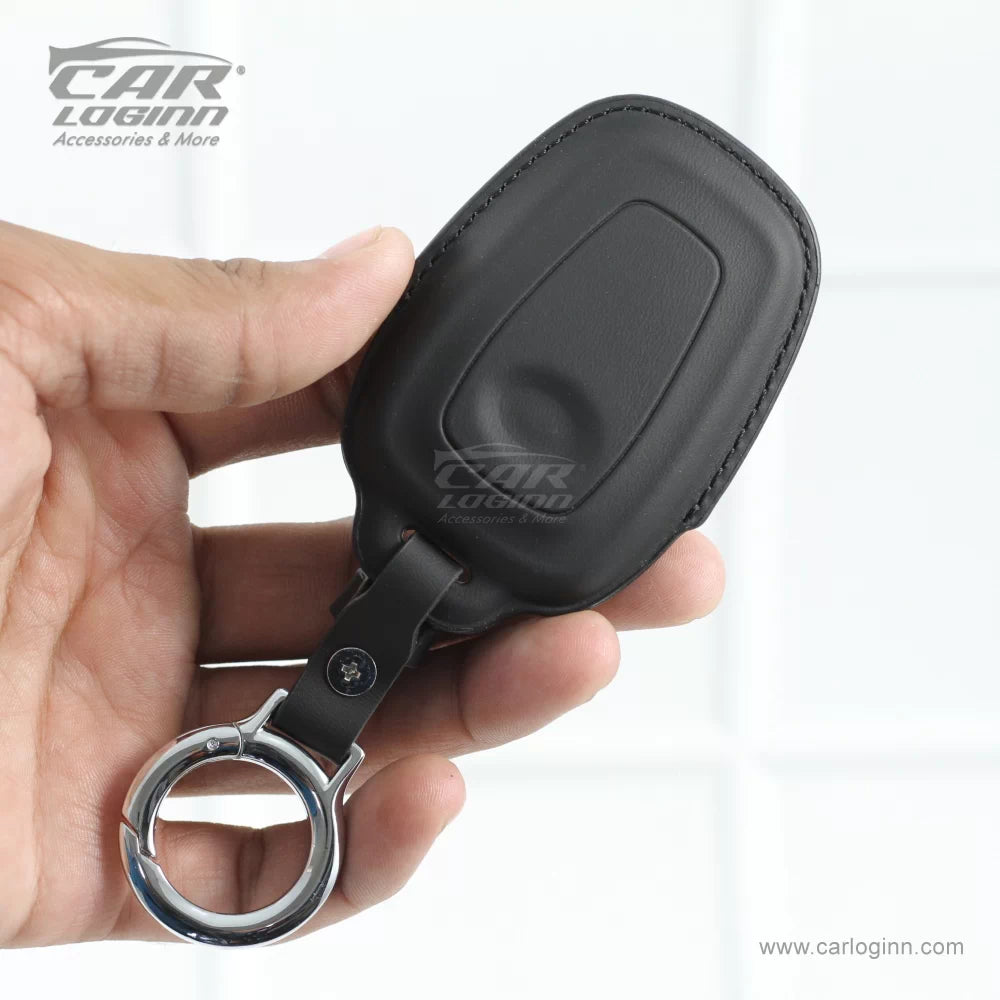 Carloginn PU-3D Leather Key Case for TATA 4 Button Smart Key