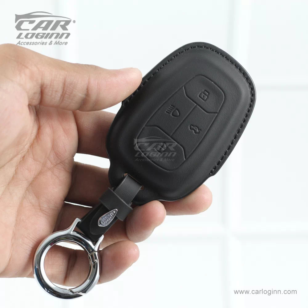 Carloginn PU-3D Leather Key Case for TATA 4 Button Smart Key