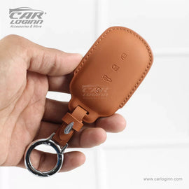 Carloginn PU-3D Leather Key Case for TATA Curve 4 Button Smart Key