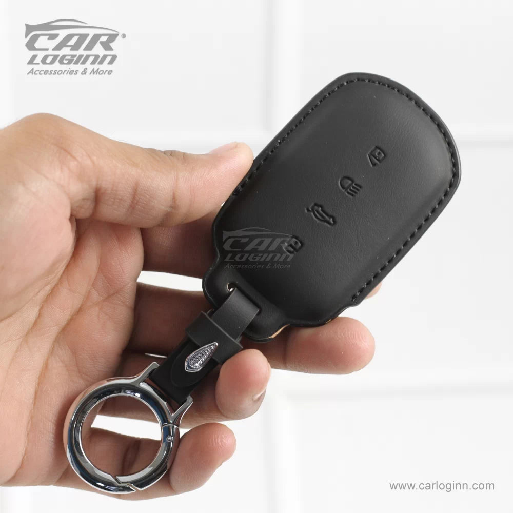 Carloginn PU-3D Leather Key Case for TATA Curve 4 Button Smart Key