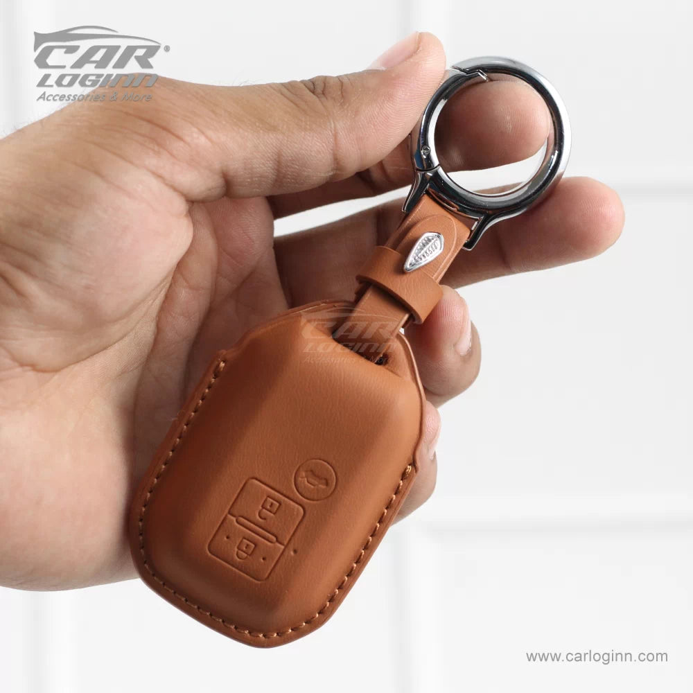 Carloginn PU-3D Leather Key Case for Maruti Suzuki 3 Button Smart Key