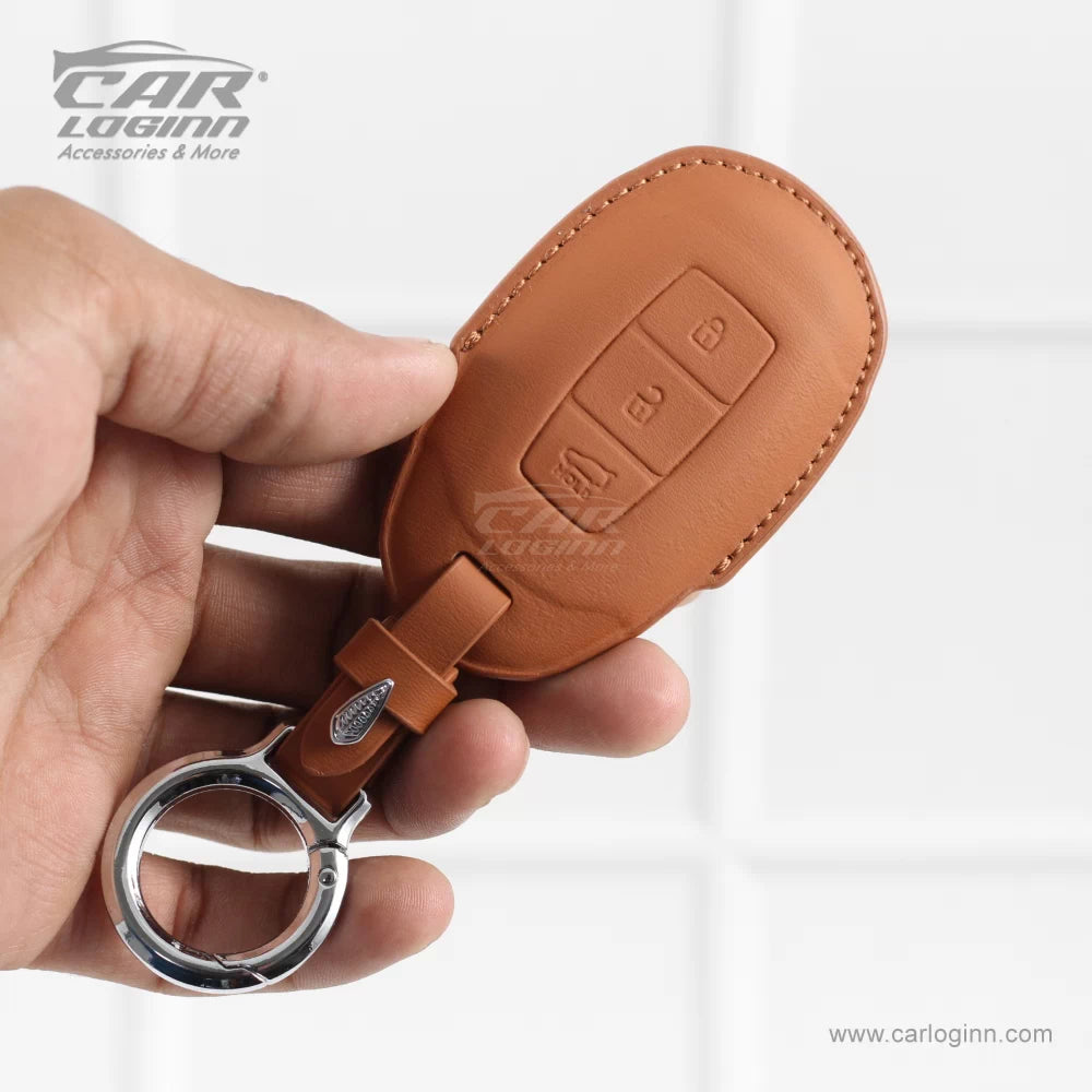 Carloginn PU-3D Leather Key Casefor Hyundai 3 Button Smart Key (PUSH START)