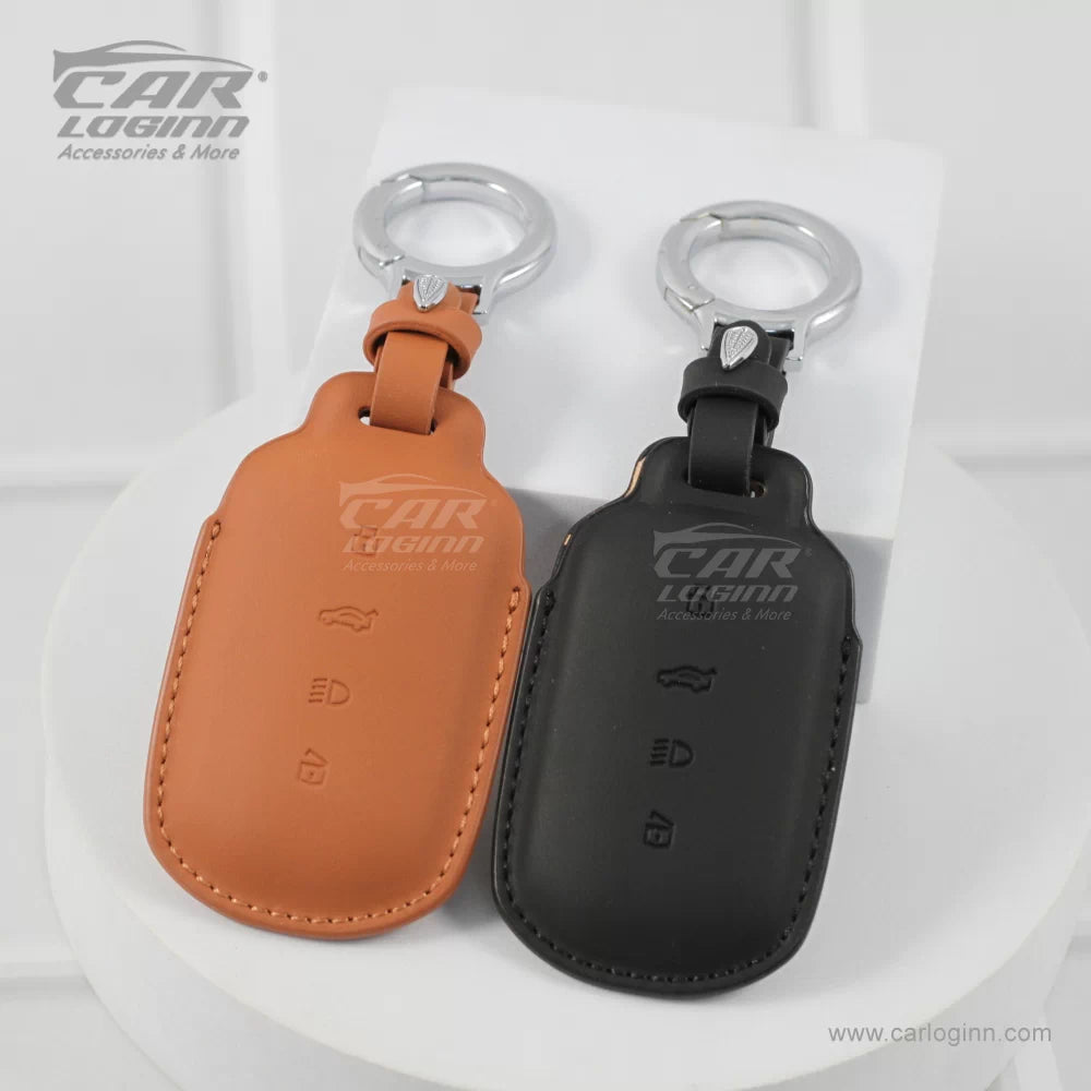 Carloginn PU-3D Leather Key Case for TATA Curve 4 Button Smart Key