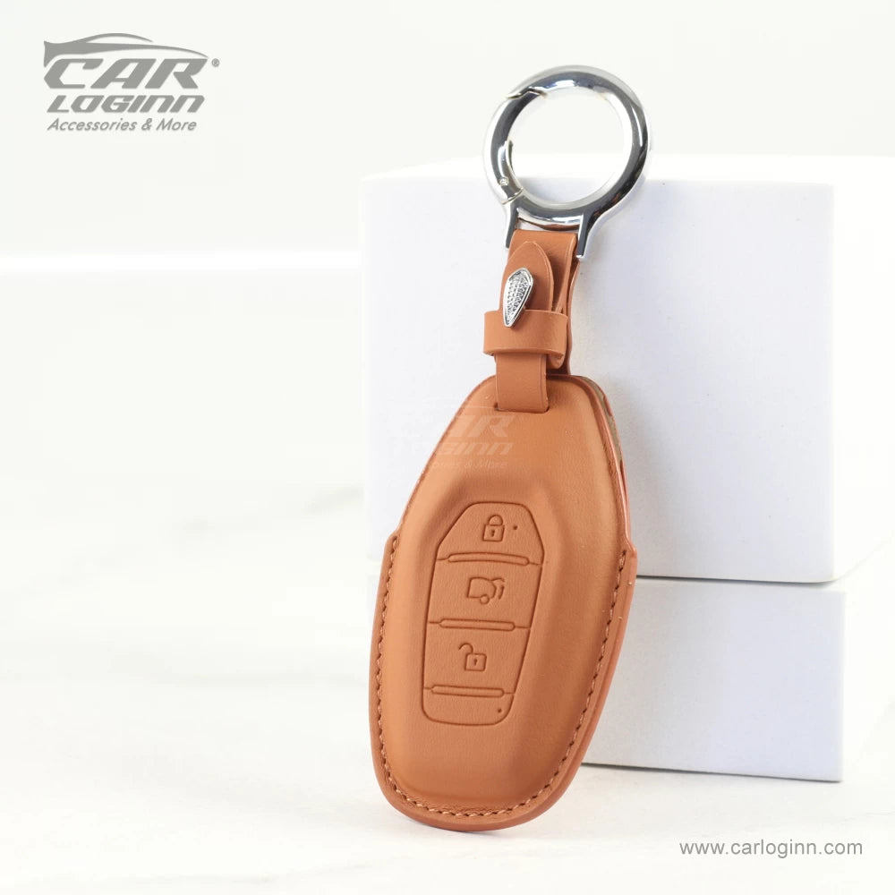 Carloginn PU-3D Leather Key Case for Mahindra XUV - 500 Smart Key