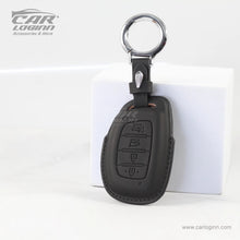 Load image into Gallery viewer, Carloginn PU-3D Leather Key Case for Hyundai 4 Button Smart Key (PUSH START)