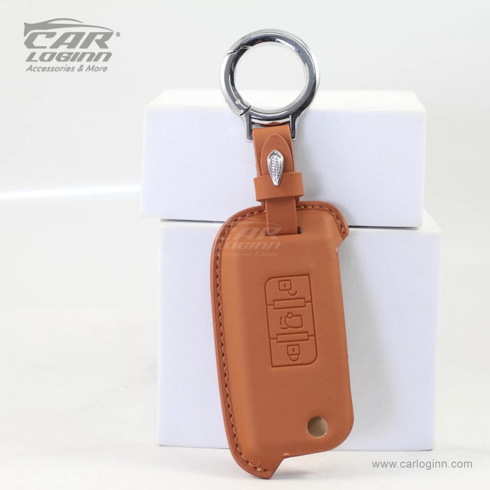 Carloginn PU-3D Leather Key Case for Mahindra XUV 500 Flip Key