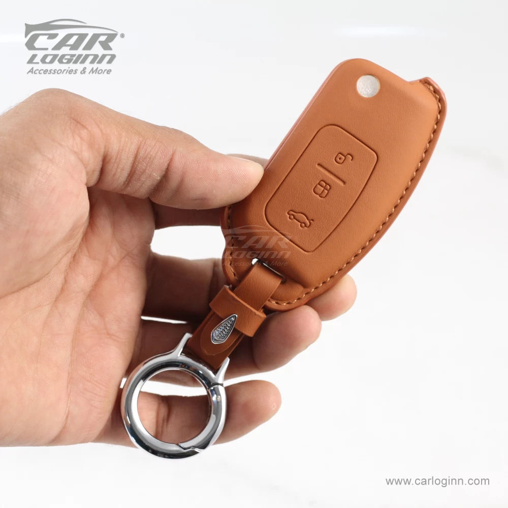 Carloginn PU-3D Leather Key Case for Ford 3 Button Flip Key