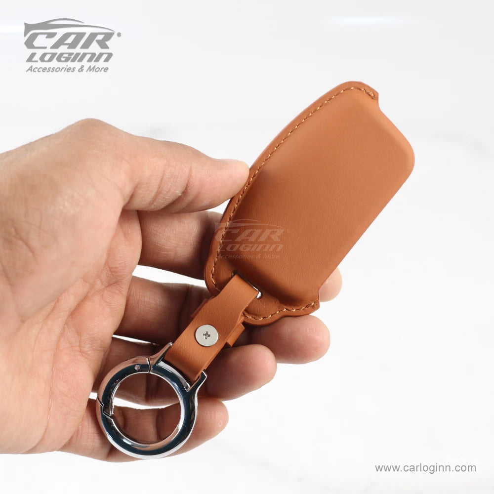 Carloginn PU-3D Leather Key Case for Ford 3 Button Flip Key