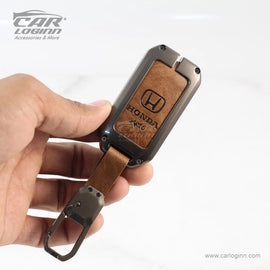 Metal Leather Key case for Honda Amaze | Accord | Jazz | Honda City | BR-V| CR-V | WR-V | Civic 2 Button Smart Key