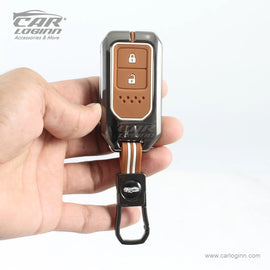Zinc Alloy Metal Soft Silicon Key Case for Honda Amaze | Accord | Jazz | Honda City | BR-V| CR-V | WR-V | Civic 2 Button Smart Key – TAN COLOR