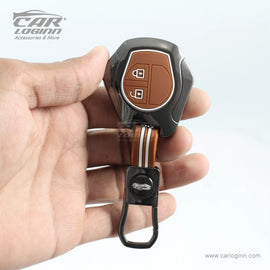 Luxury Zinc Alloy Metal Soft Silicon Key Case for Maruti Suzuki S-Presso | Baleno | Fronx | Alto-800 | Ignis | Swift | Celerio | S-Cross | Ritz | Ciaz | SX4 | Ertiga | Wagon-R | XL 6 | Dezire | Vitara Brezza (2 Button Flip Key) - TAN COLOR